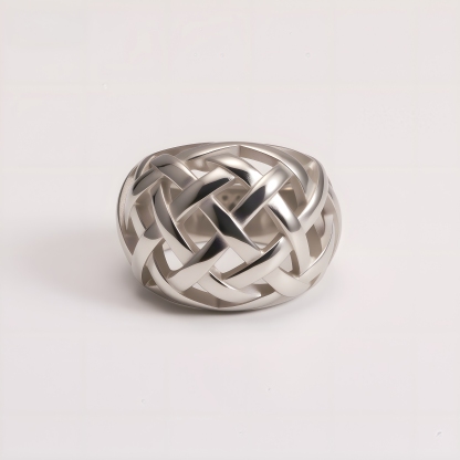 Chic Stainless Steel Woven Texture Ring for Women | ML058