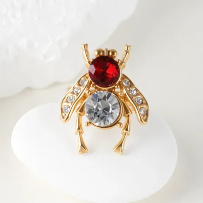 Luxury Gemstones Embellished With Cicada-Shaped Stainless Steel Women's Waterproof Ring丨K003673-JinBaoJewerly