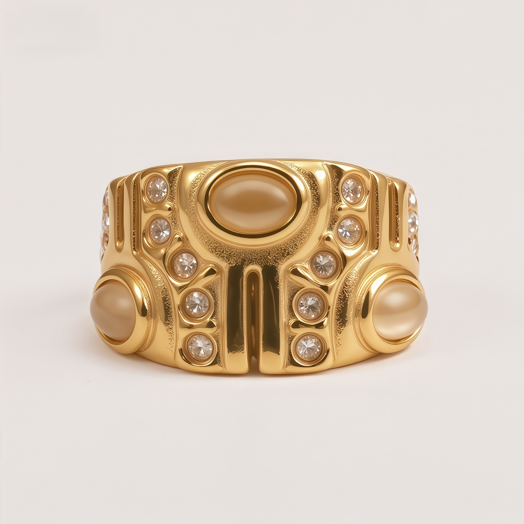 Women's Gold-Tone Vintage Cat's Eye Stone Fashion Ring