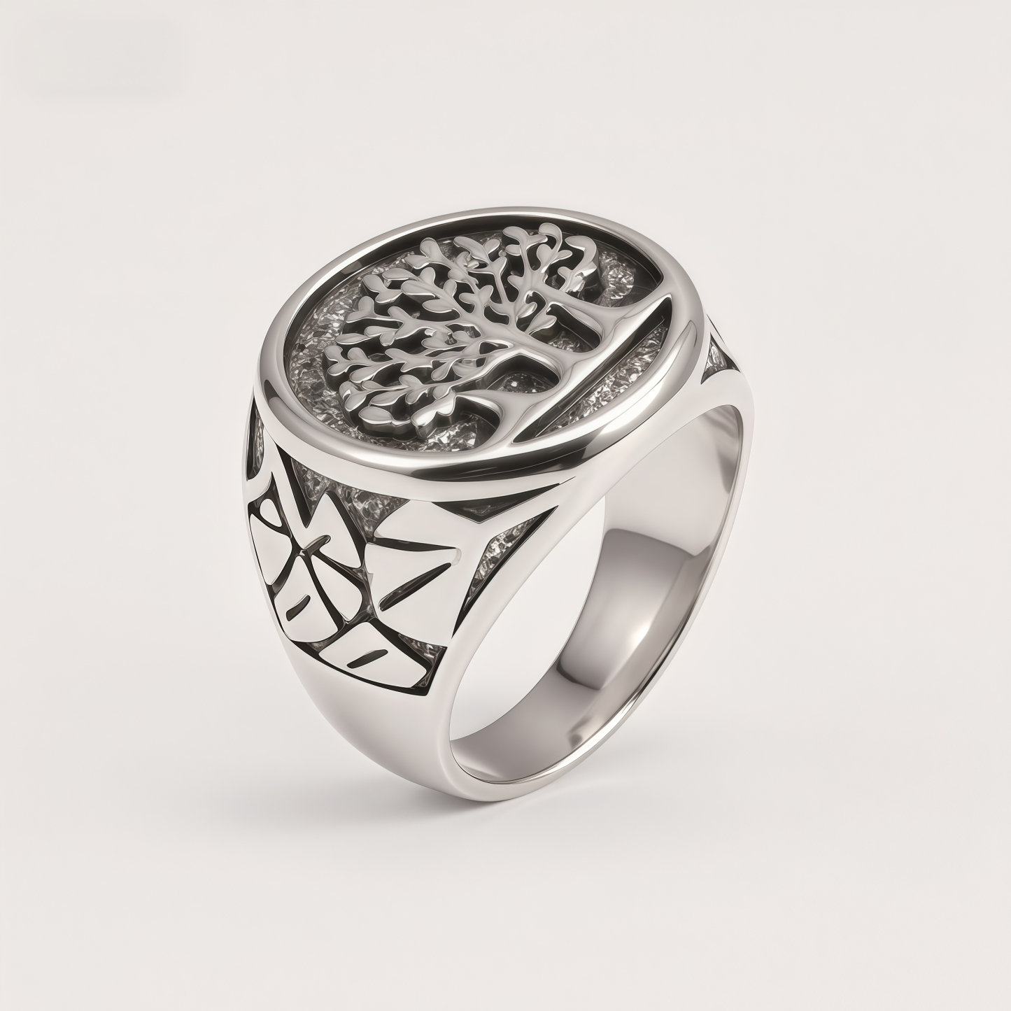 Men's Stainless Steel Tree of Life Signet Ring 