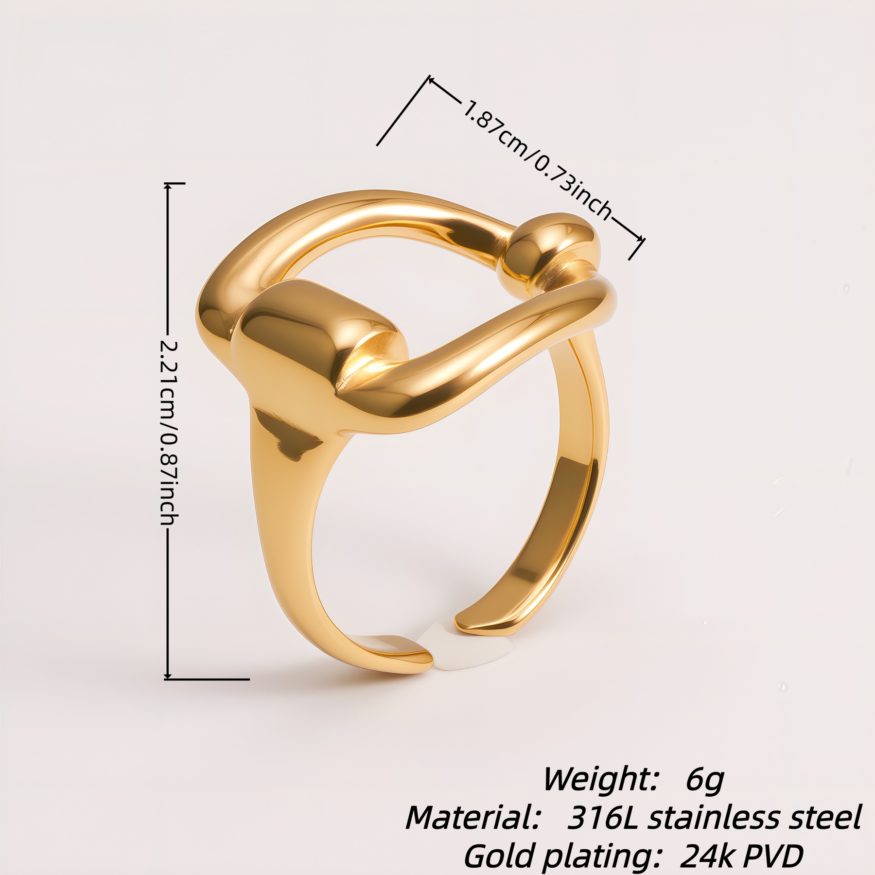 Elegant Buckle Style Ring Stainless Steel Minimalist Design Women Ring | N001334