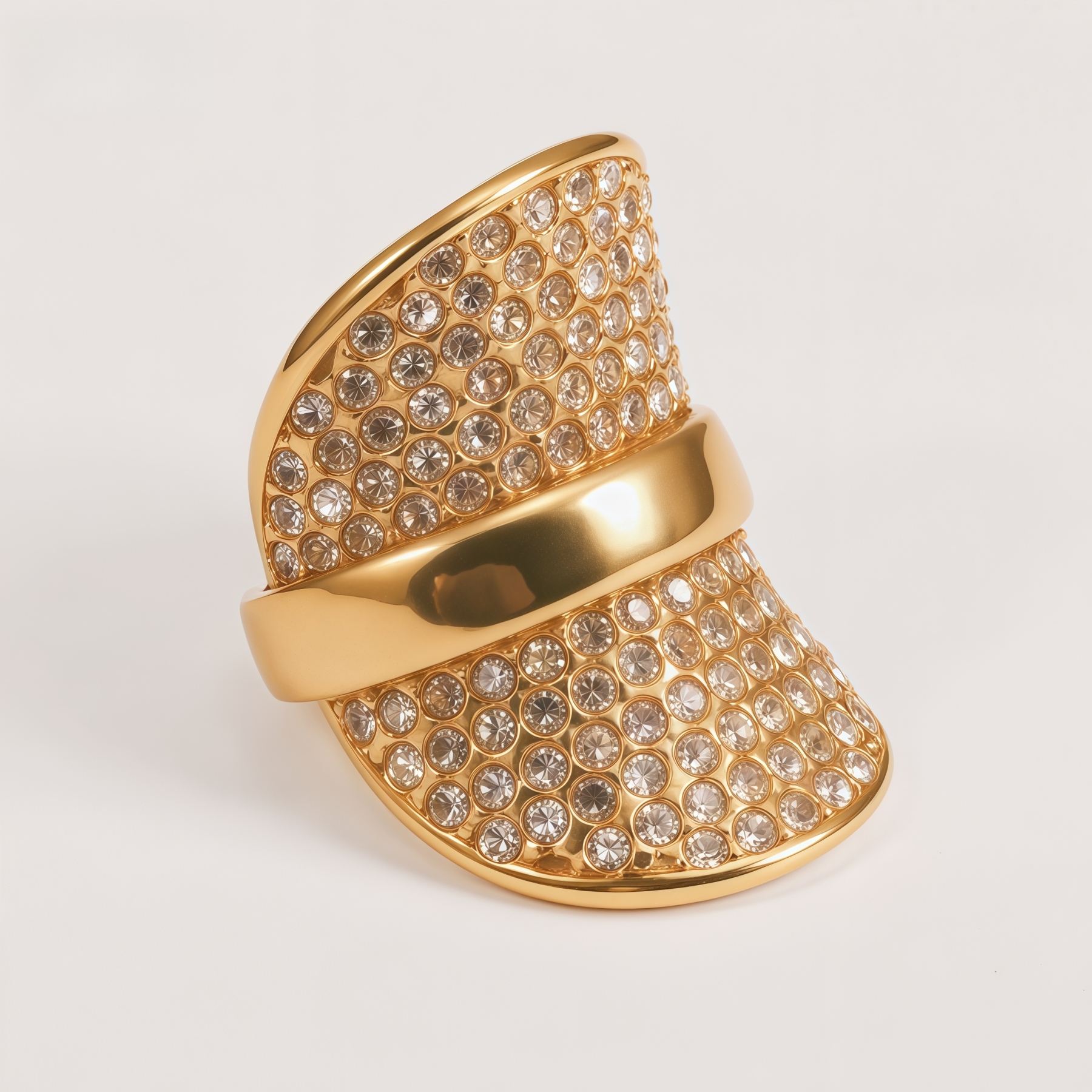 Elegant Rhinestone Embellished Gold Band Ring for Women | N00422