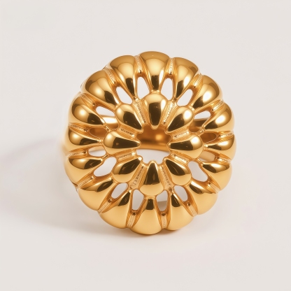 Elegant Flower Shaped Stainless Steel Ring Retro Chic Women Ring | ML089