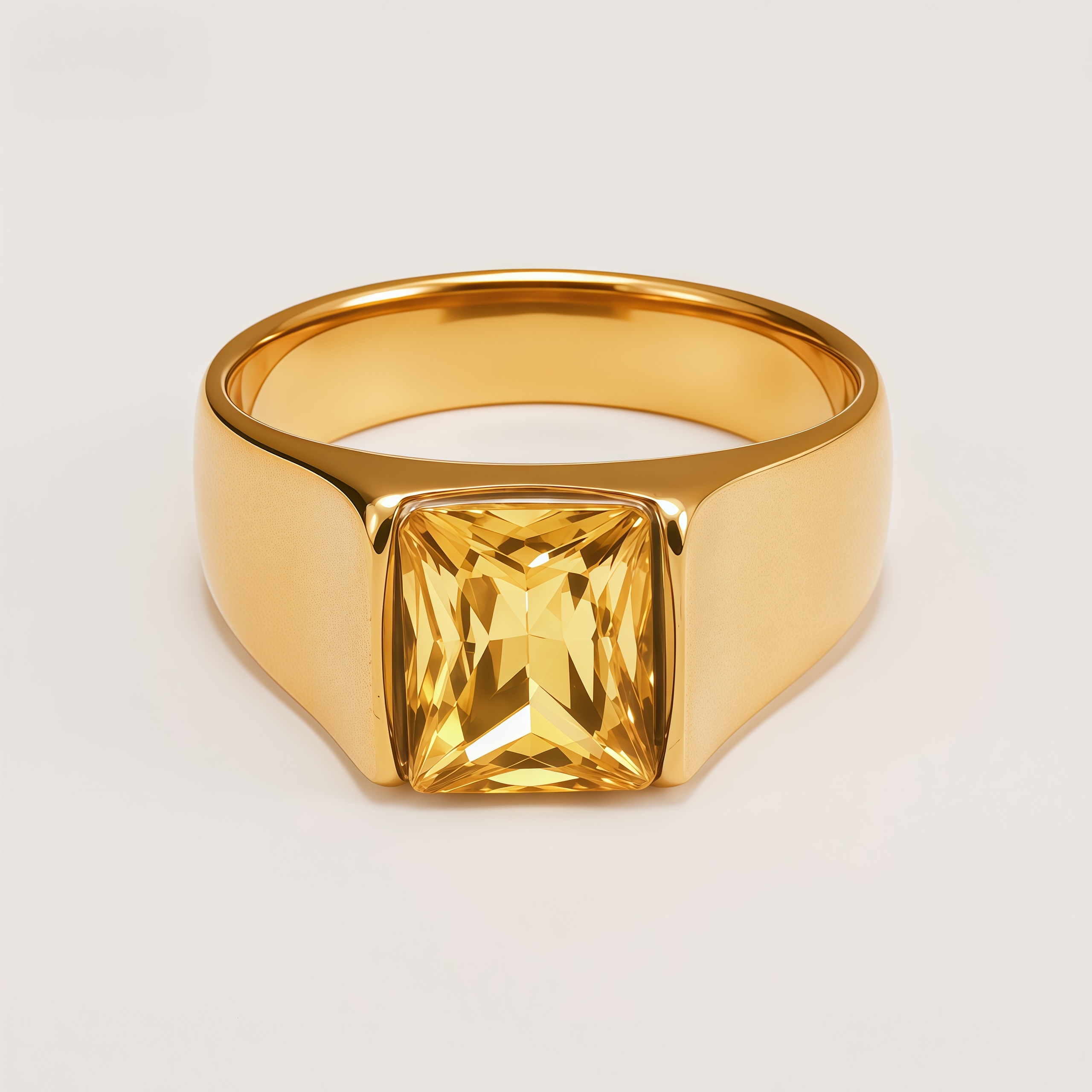 Men's Titanium Steel Gold-Plated Square Ruby-Style Ring | N00699J