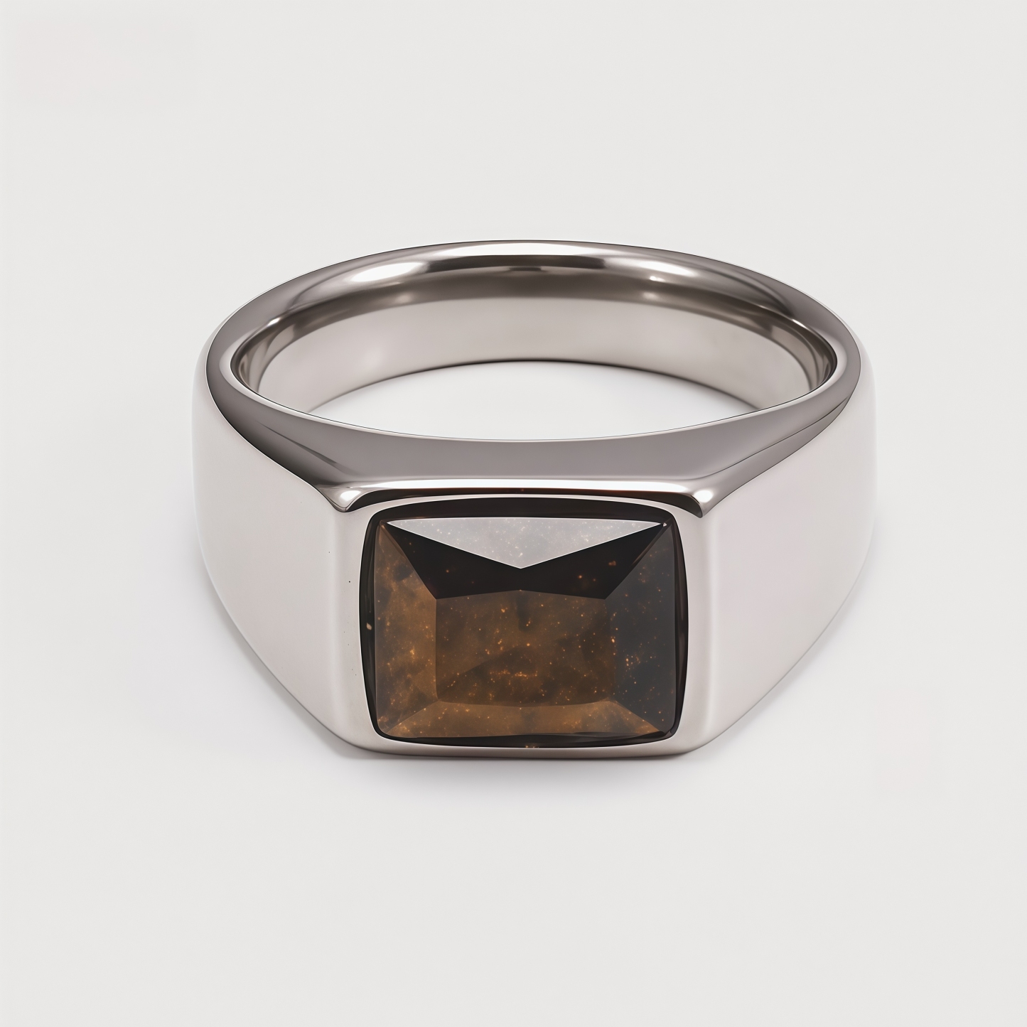 Men's Stainless Steel Colorful Emerald Cut Cubic Zirconia Ring | BL481G