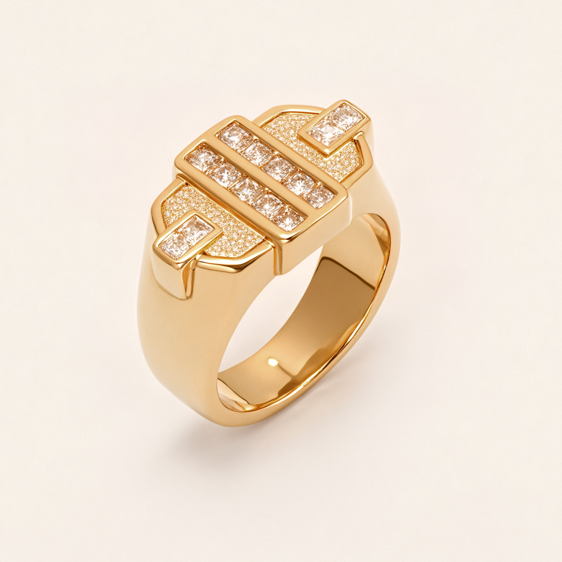 Fashion Square Gemstone Decorative Stainless Steel Ring Unisex Ring | N00719-JinBaoJewerly