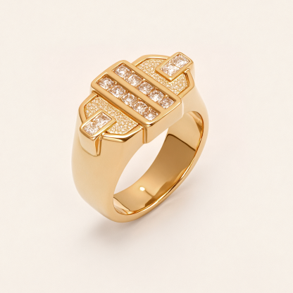 Fashion Square Gemstone Decorative Stainless Steel Ring Unisex Ring | N00719-JinBaoJewerly