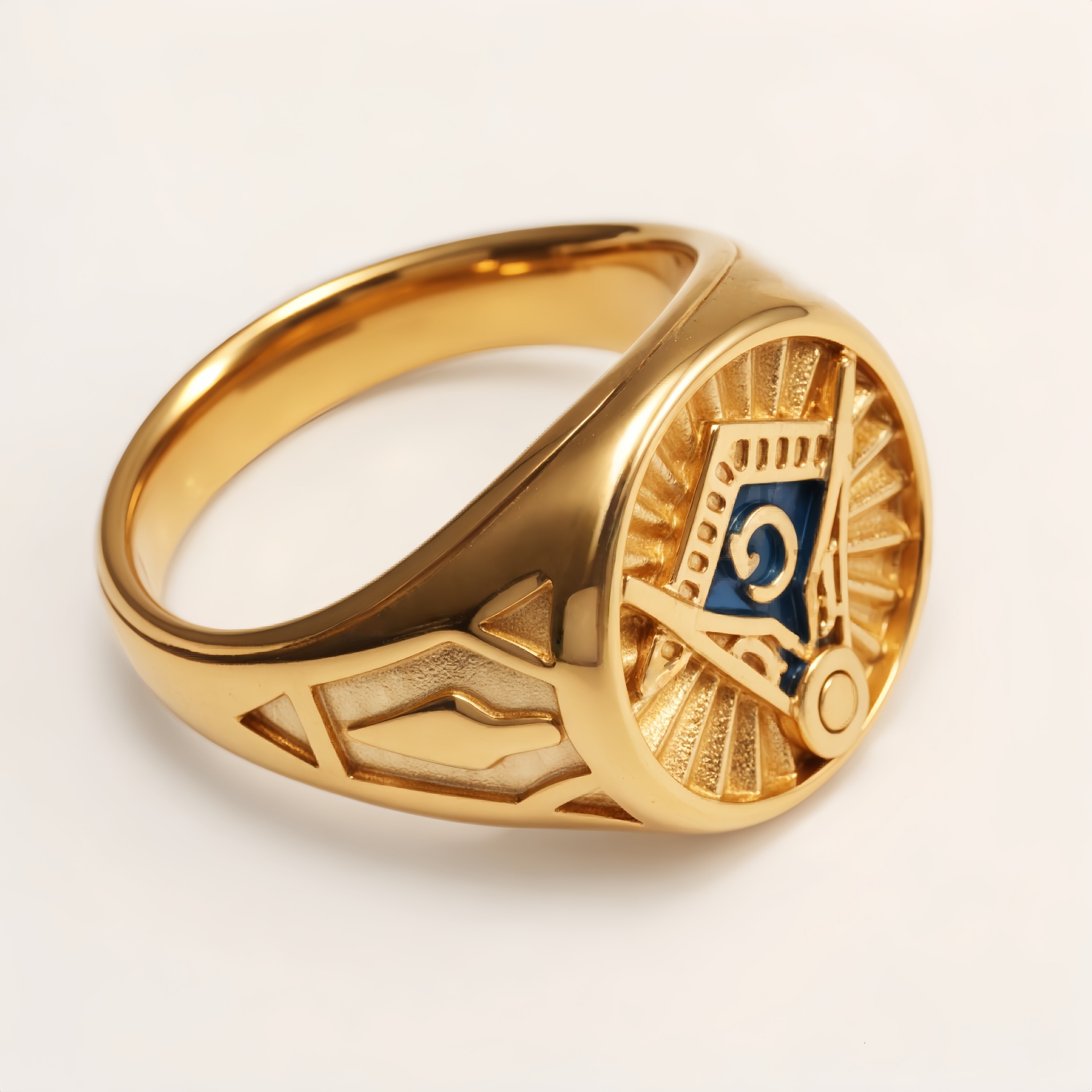 Stainless Steel Masonic Symbol Ring - Retro Cultural Trendy Ring | DZ1657-JinBaoJewerly