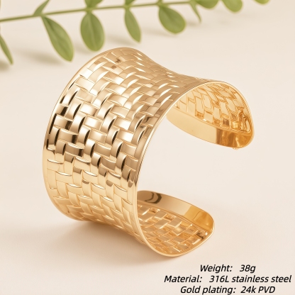 24K Stainless Steel Women's Cuff Bracelet Set Unique designs