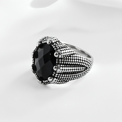 Bold Gemstone Inlay Stainless Steel Retro Ring for Men | BL459-JinBaoJewerly