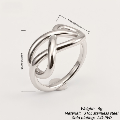 Unique Intertwined Knot Design Stainless Steel Ring for Women | G003801