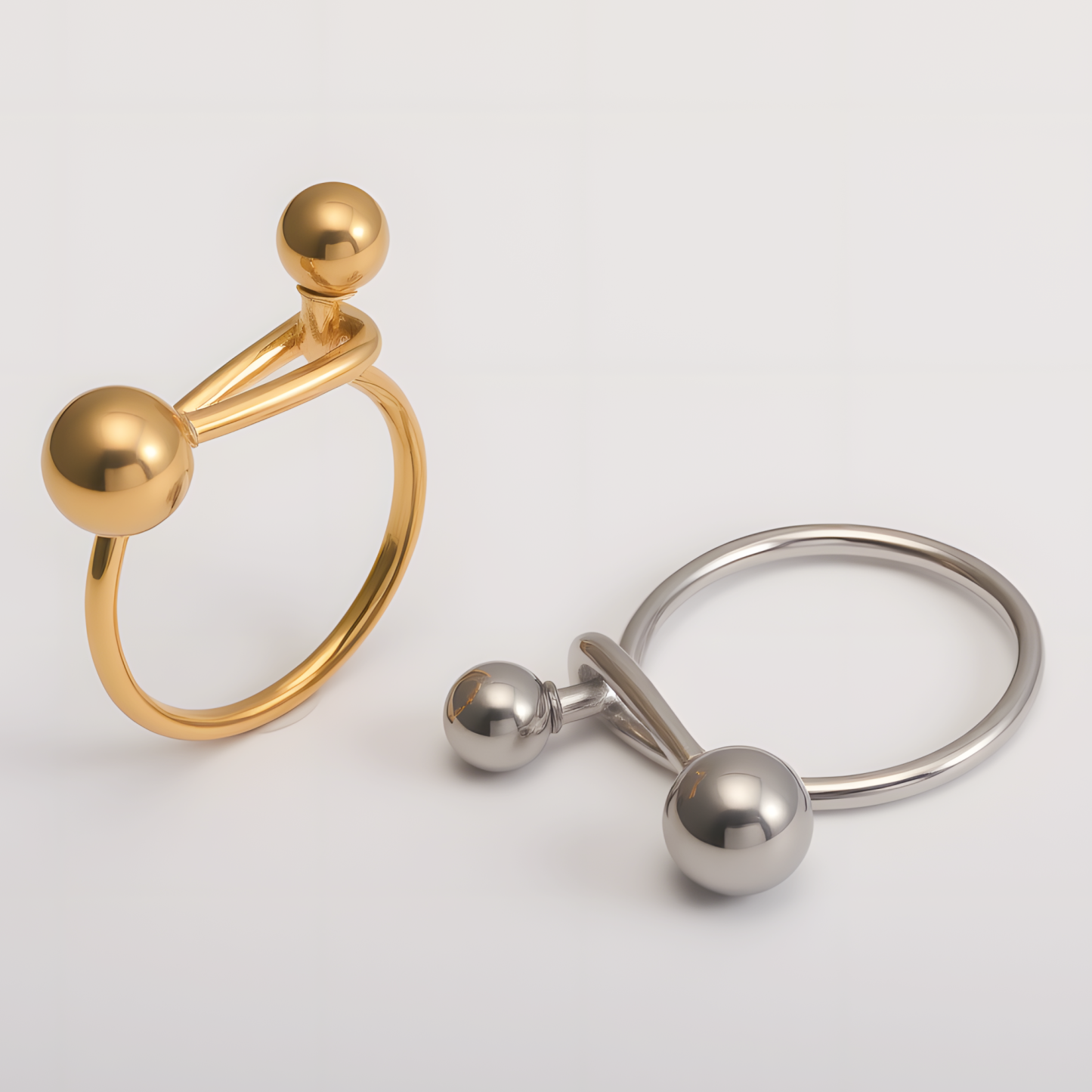 Creative Double Ball Ring Ladies Stainless Steel Ring丨G003607-JinBaoJewerly