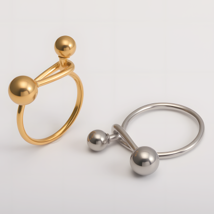 Creative Double Ball Ring Ladies Stainless Steel Ring丨G003607-JinBaoJewerly