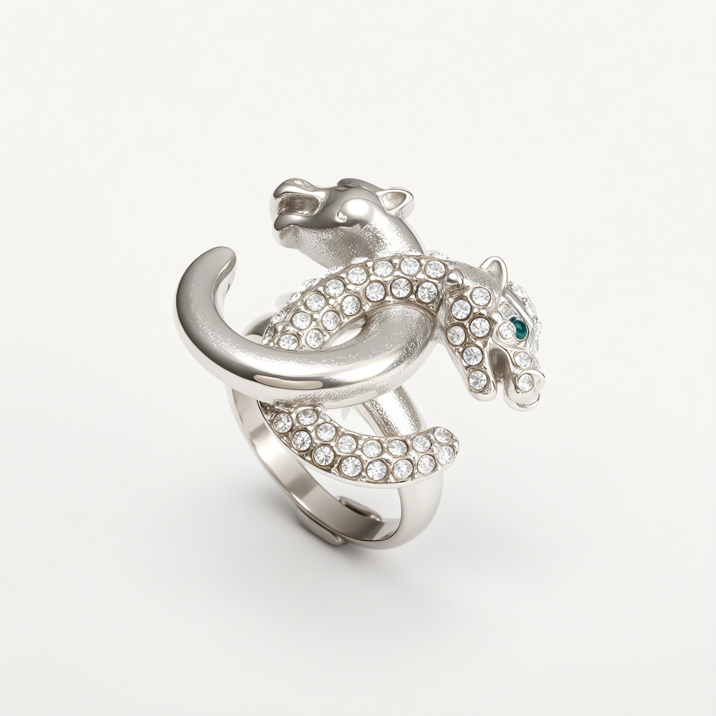 Luxury Leopard Inlay Emerald Diamond Stainless Steel Unisex Ring丨G004093-JinBaoJewerly