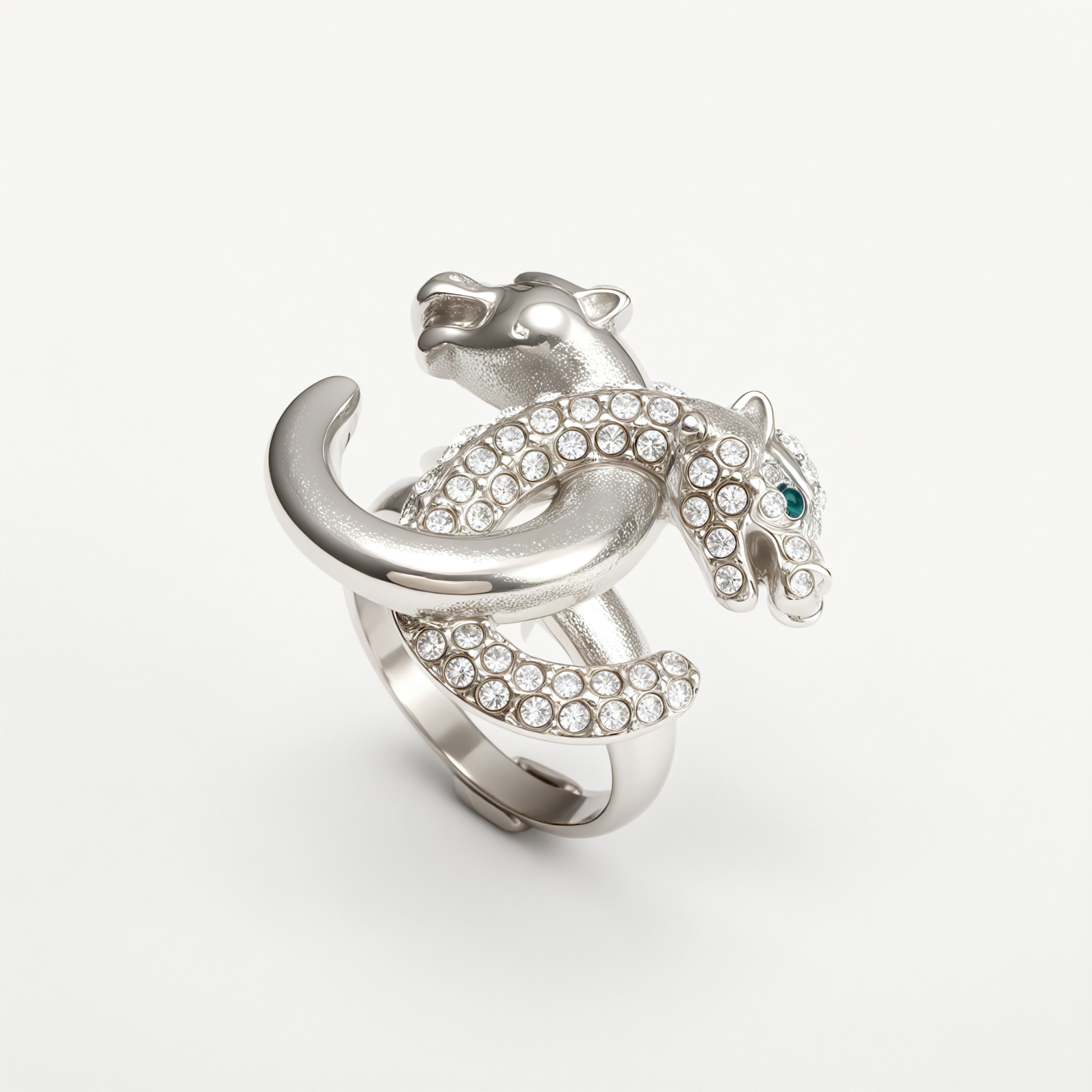 Luxury Leopard Inlay Emerald Diamond Stainless Steel Unisex Ring丨G004093-JinBaoJewerly