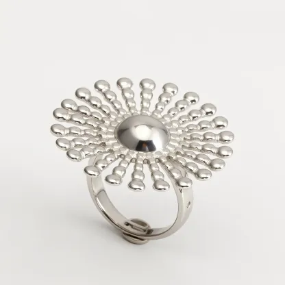 24K Gold - Plated Stainless Steel Women's Ring with Sunflower Design | G005537-JinBaoJewerly
