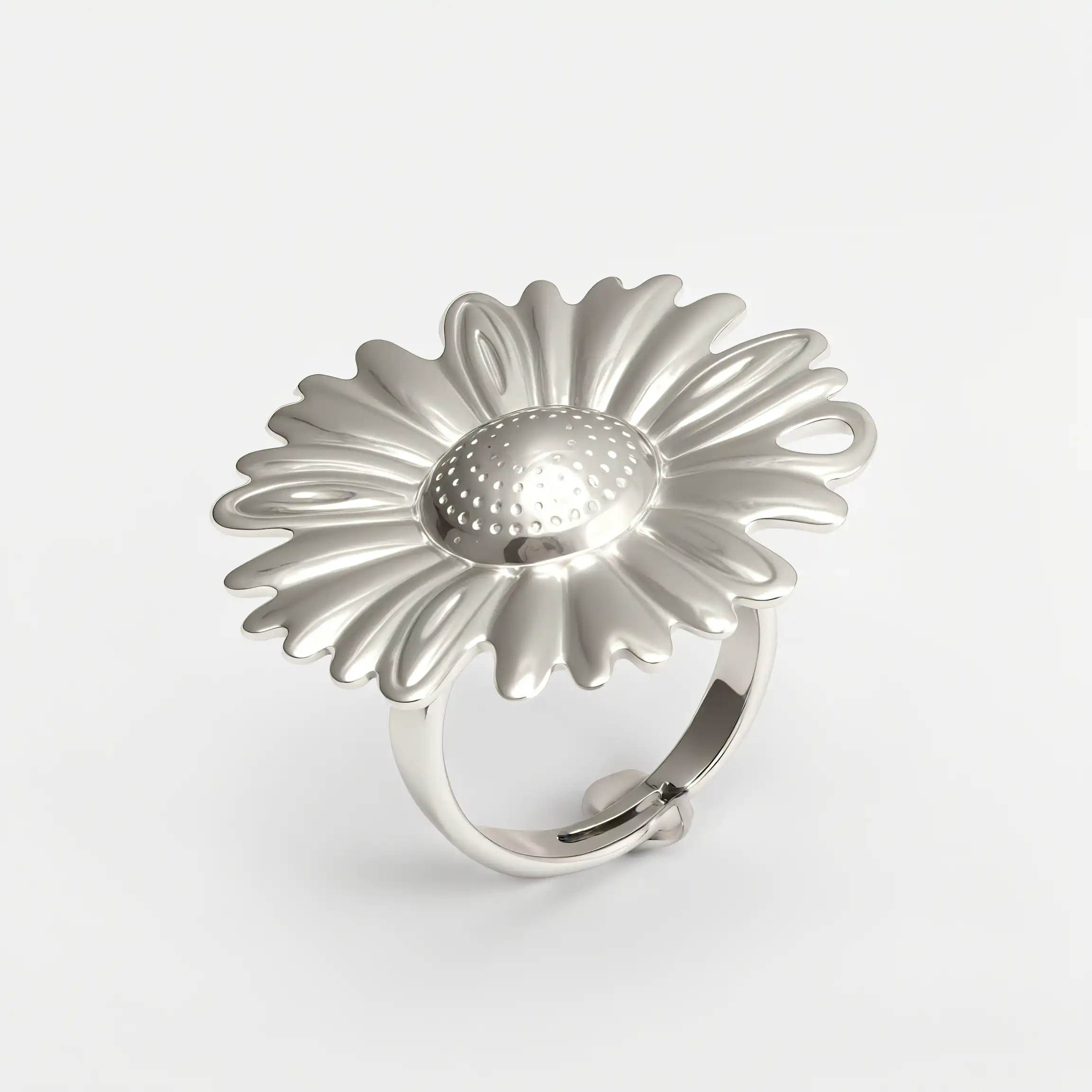 Adjustable 24K Gold Plated Stainless Steel Daisy Women's Ring | G005376-JinBaoJewerly