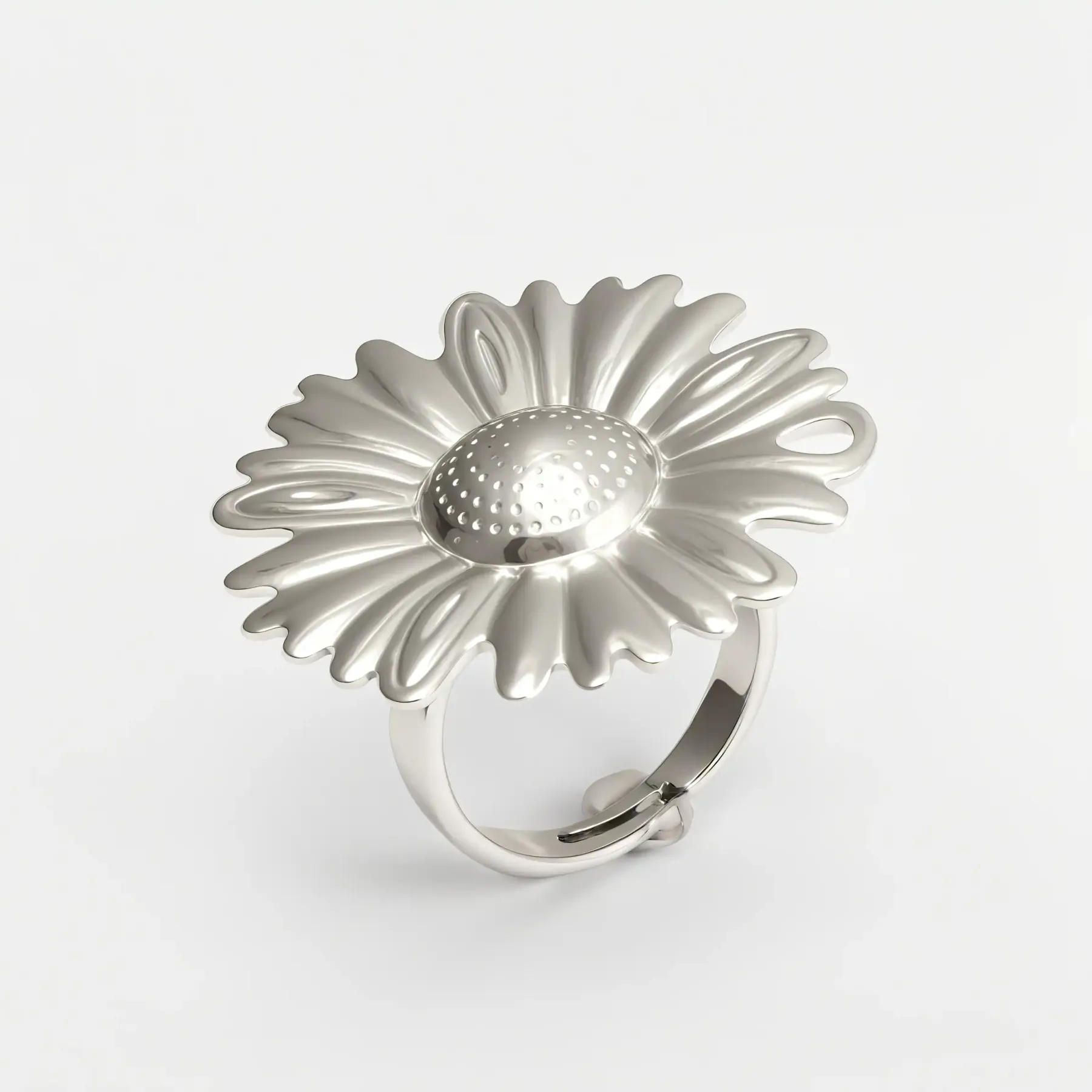 Adjustable 24K Gold Plated Stainless Steel Daisy Women's Ring | G005376-JinBaoJewerly