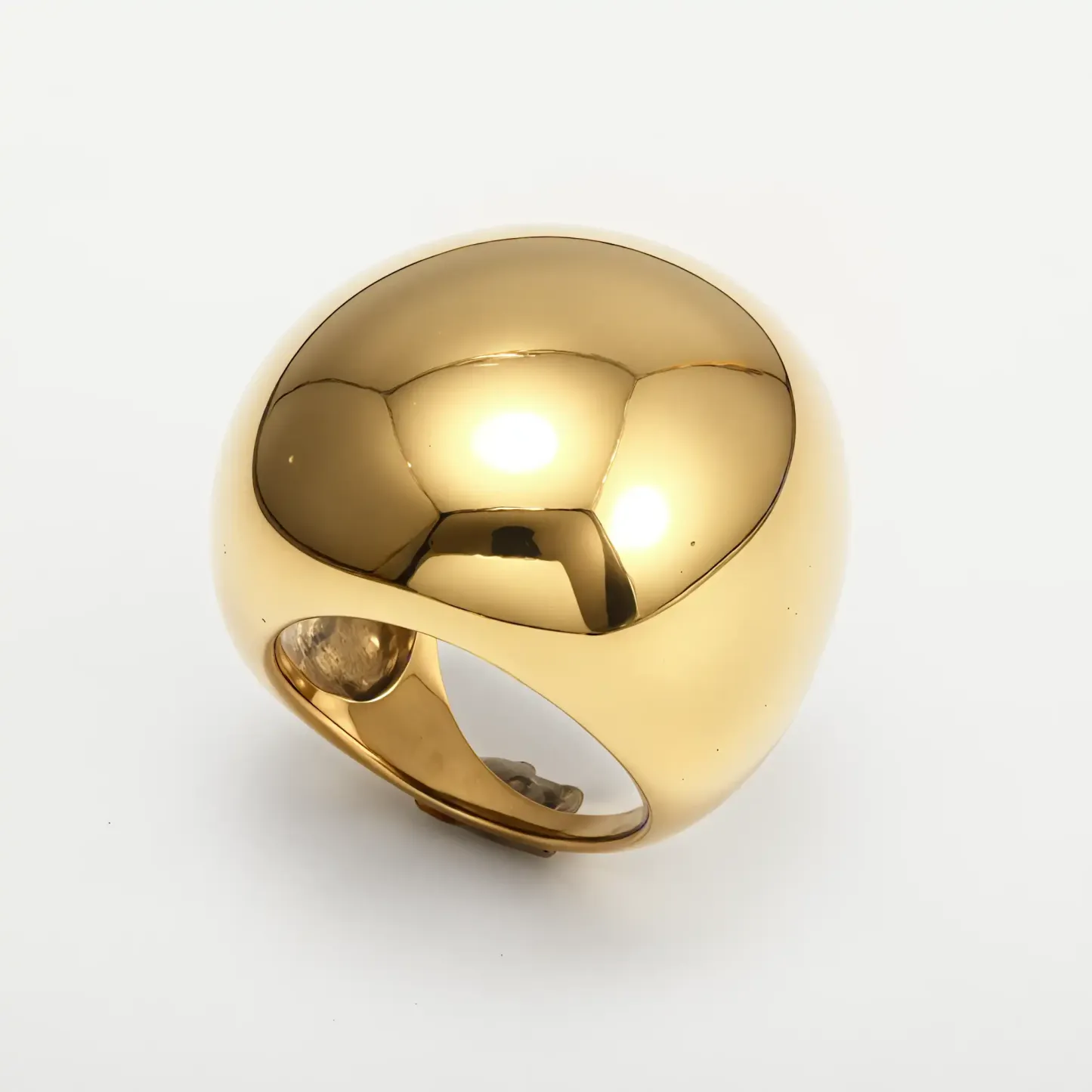 Simple Ball-Shaped Large Polished Stainless Steel Women's Ring丨ML0145-JinBaoJewerly