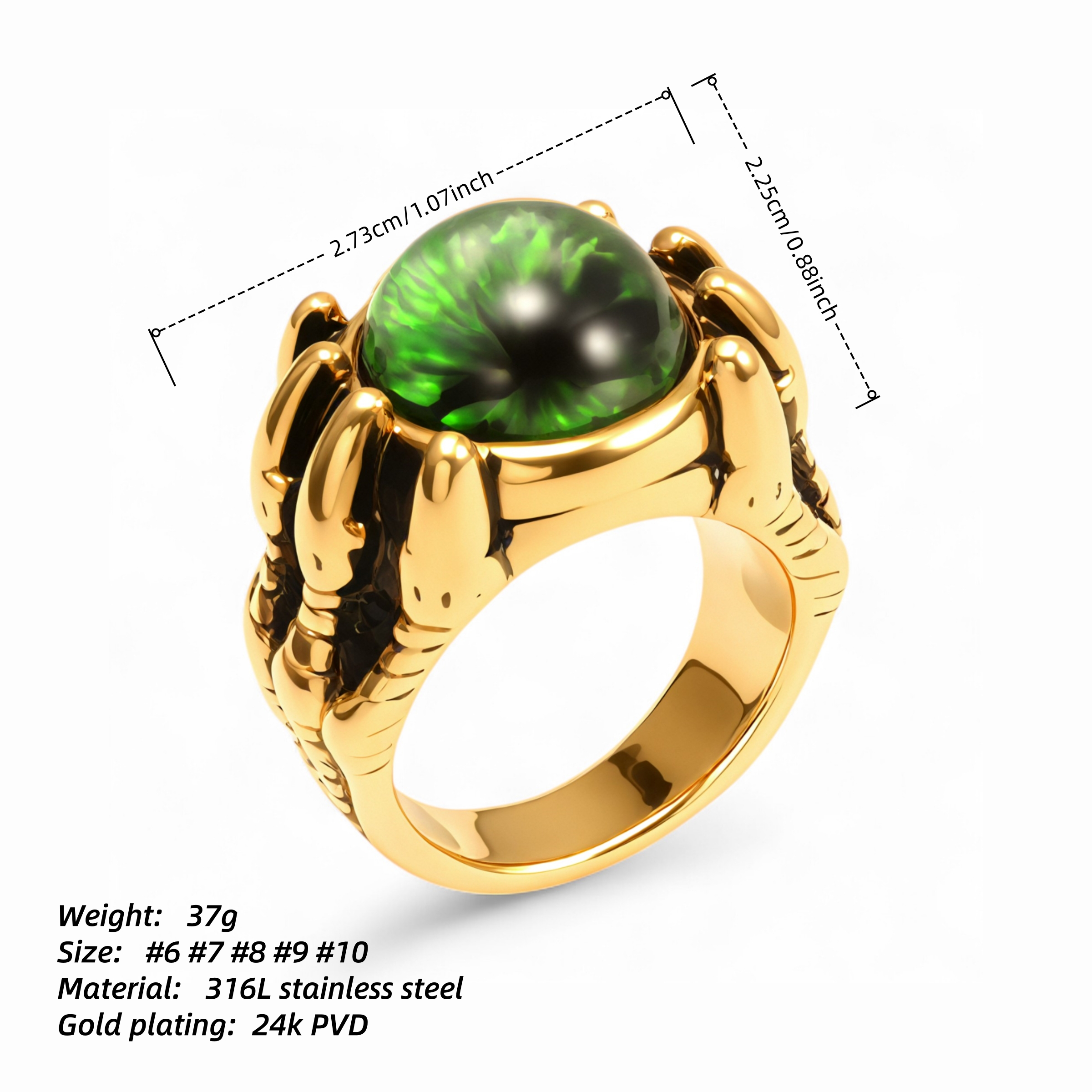 Vintage Style Mystic Eye Stainless Steel Men's Ring丨K002002GL-JinBaoJewerly