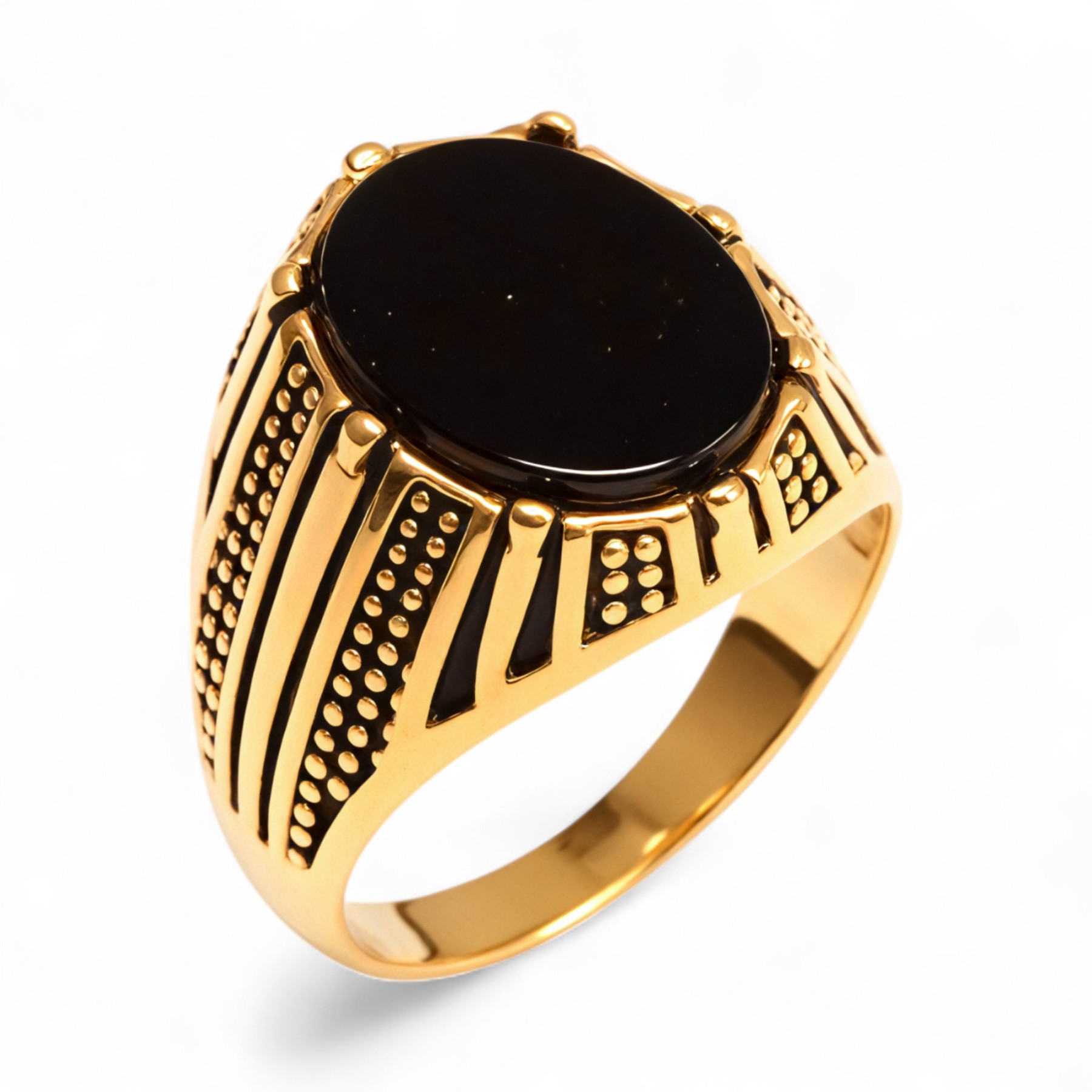 Vintage Style Assorted Stone Stainless Steel Men's Ring丨K00930J-JinBaoJewerly