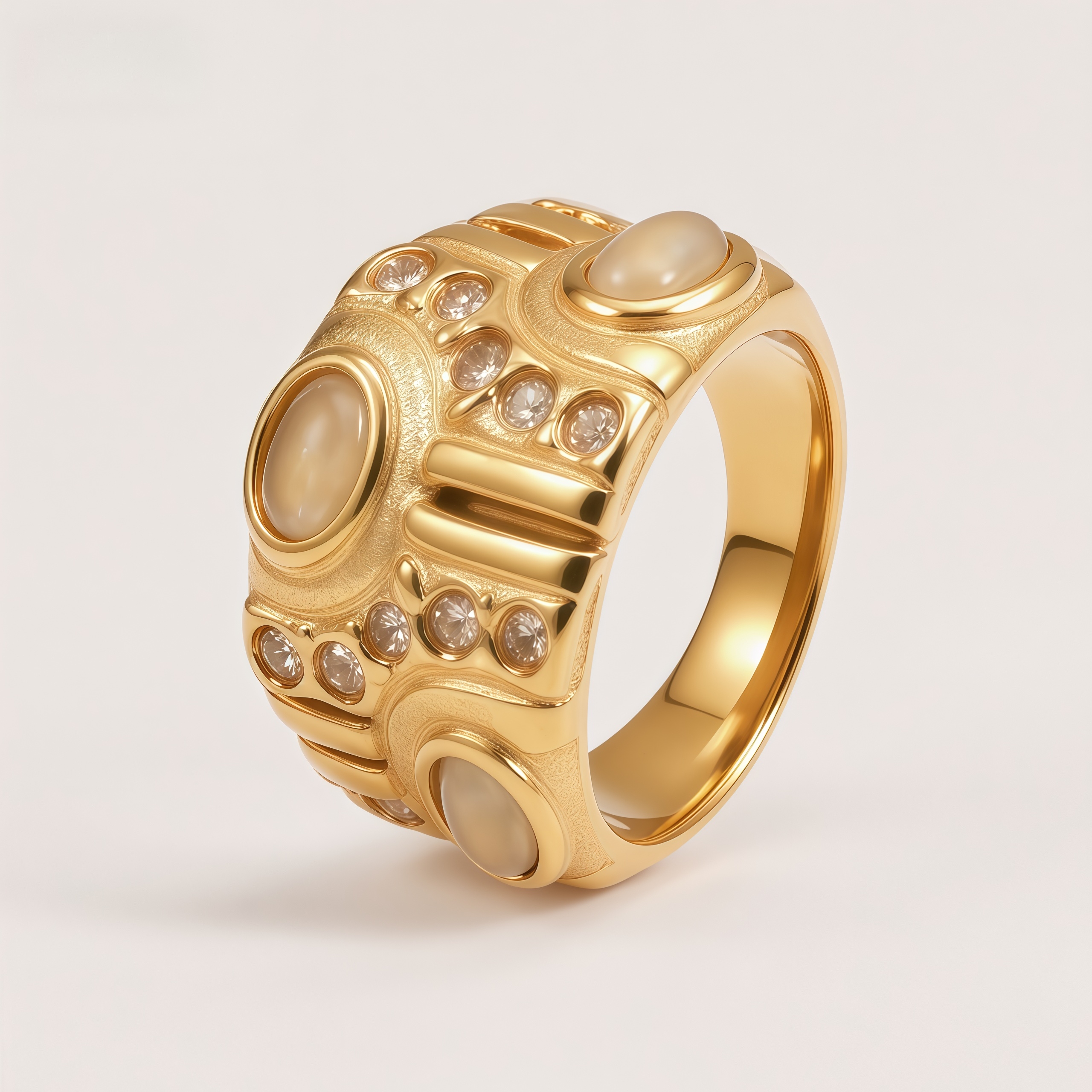 Women's Gold-Tone Vintage Cat's Eye Stone Fashion Ring