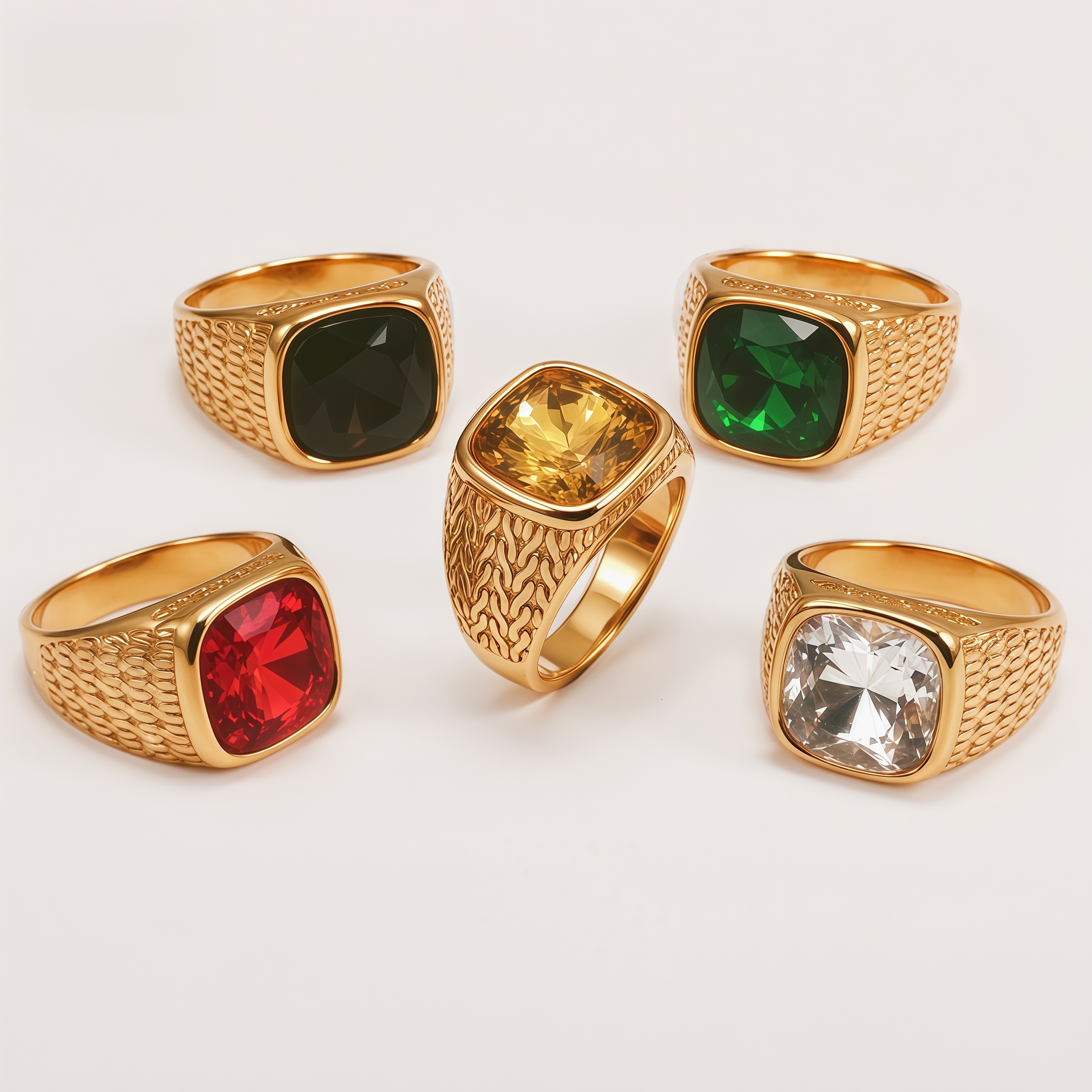 Vintage Gold-Plated with Large Square Gemstone Men's Ring | BL1062