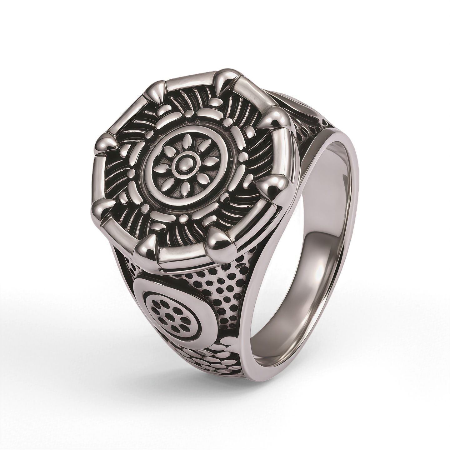Retro Mechanical Style 3D Embossed Decorative Men's Ring | G002373