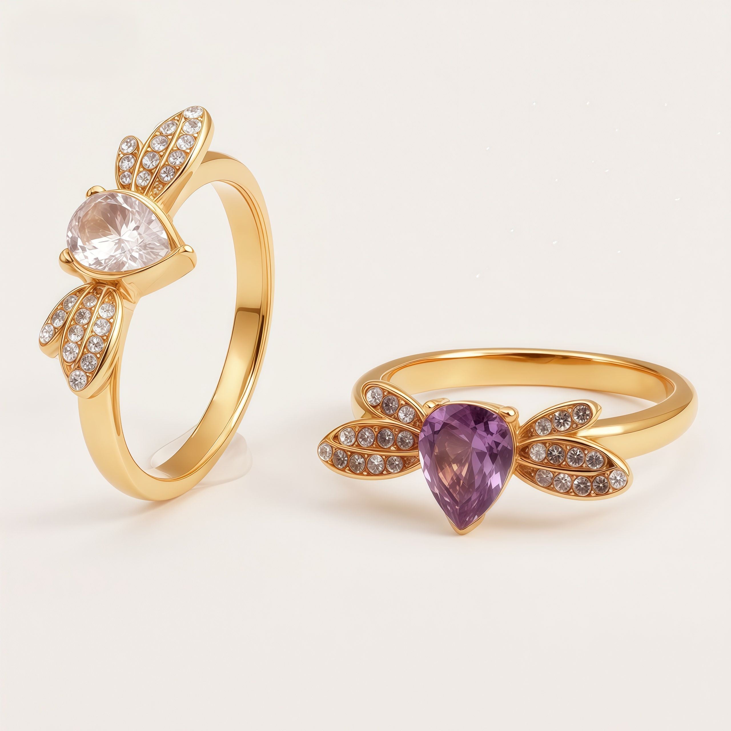 Women's Bee Shaped Crystal Inlaid Luxury Ring