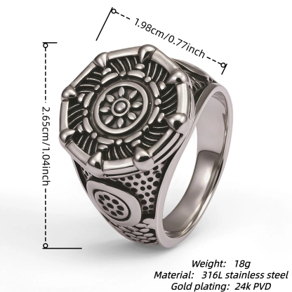 Retro Mechanical Style 3D Embossed Decorative Men's Ring | G002373