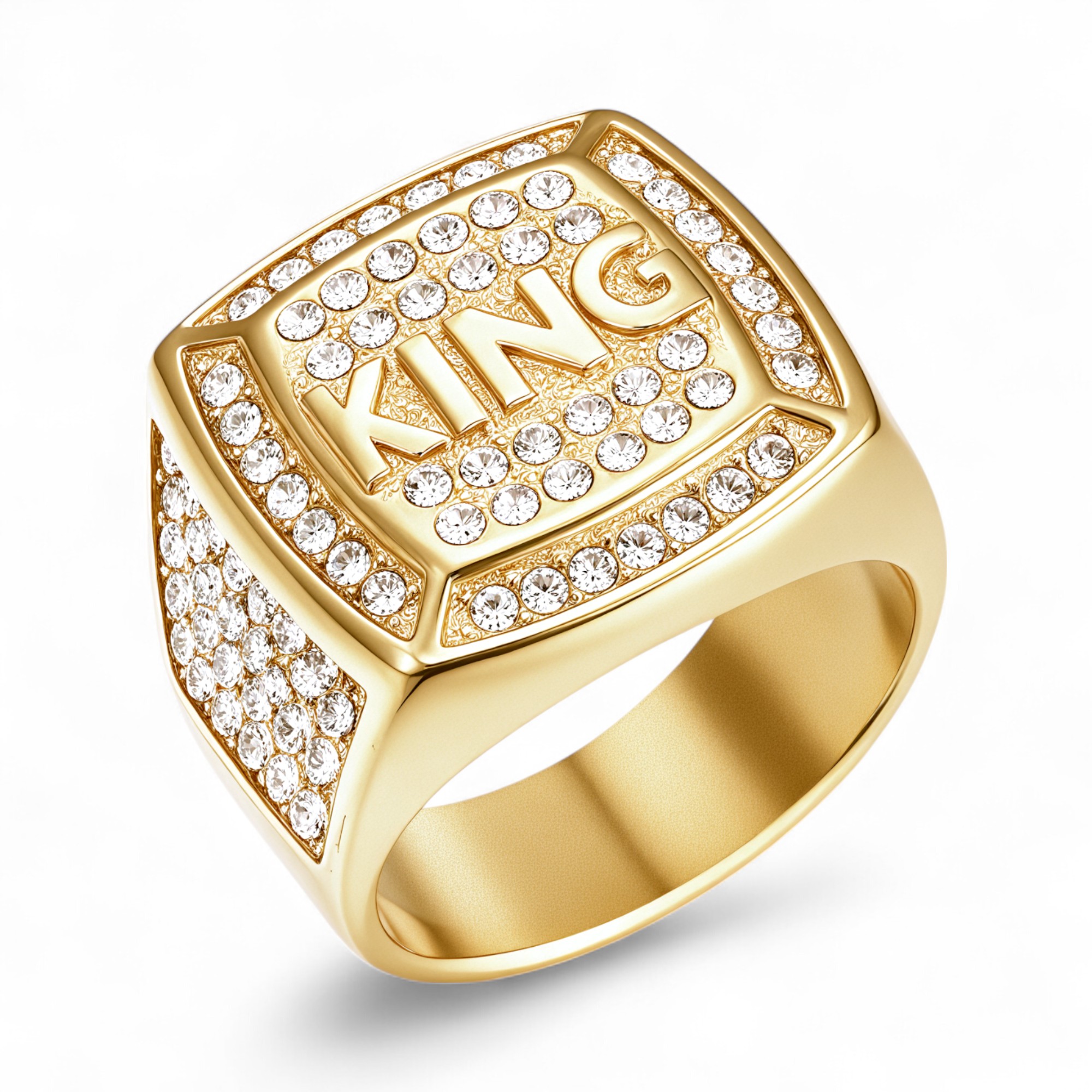 Hip Hop Ring Titanium Steel Vacuum Plated Rhinestone King Men's Ring丨G003309J-JinBaoJewerly
