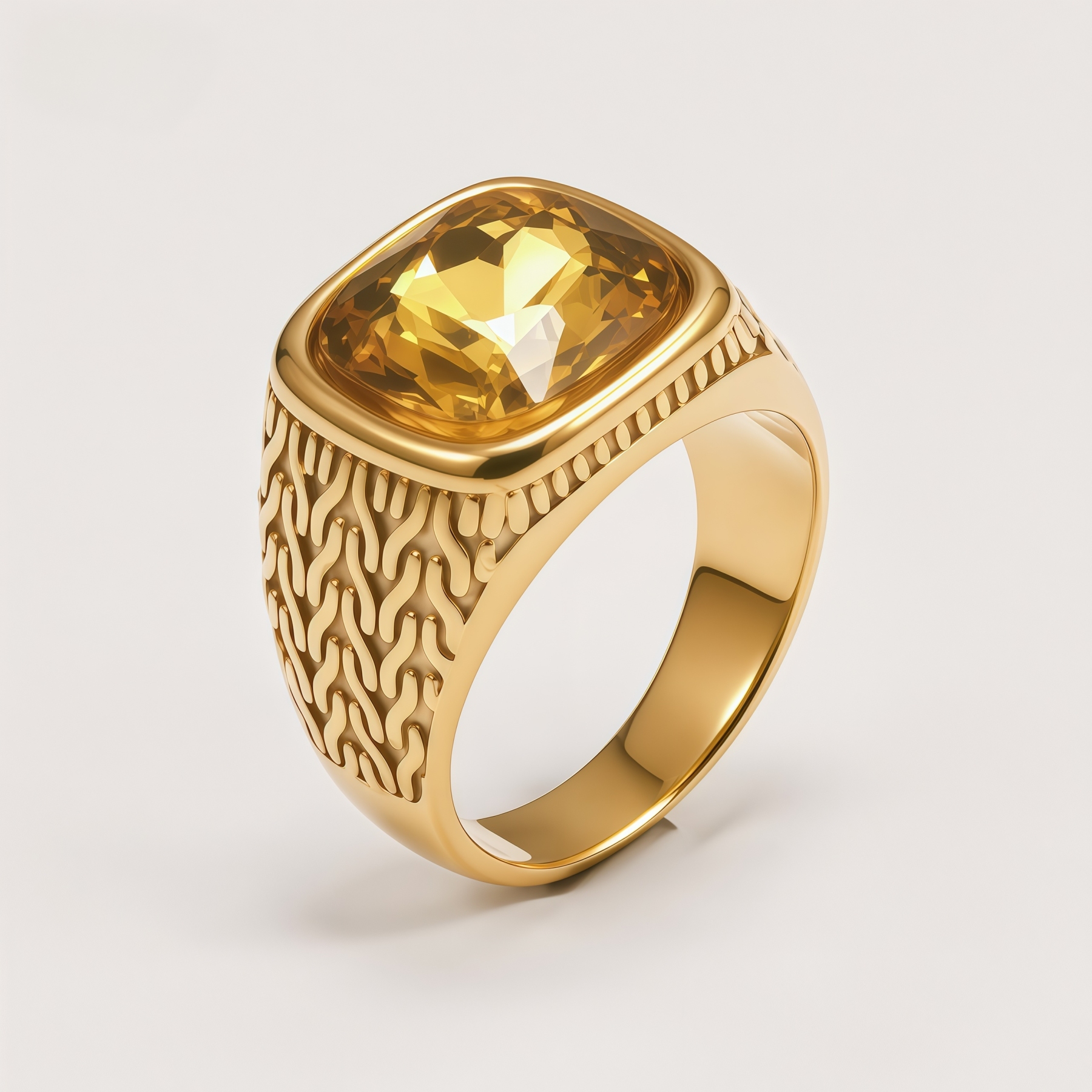 Vintage Gold-Plated with Large Square Gemstone Men's Ring | BL1062