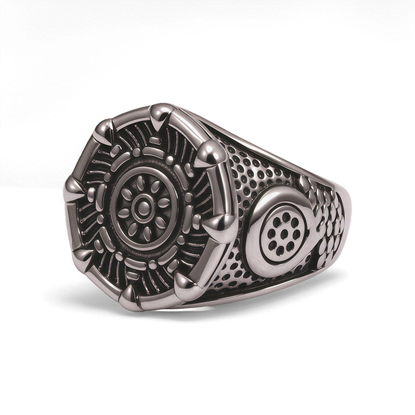 Retro Mechanical Style 3D Embossed Decorative Men's Ring | G002373