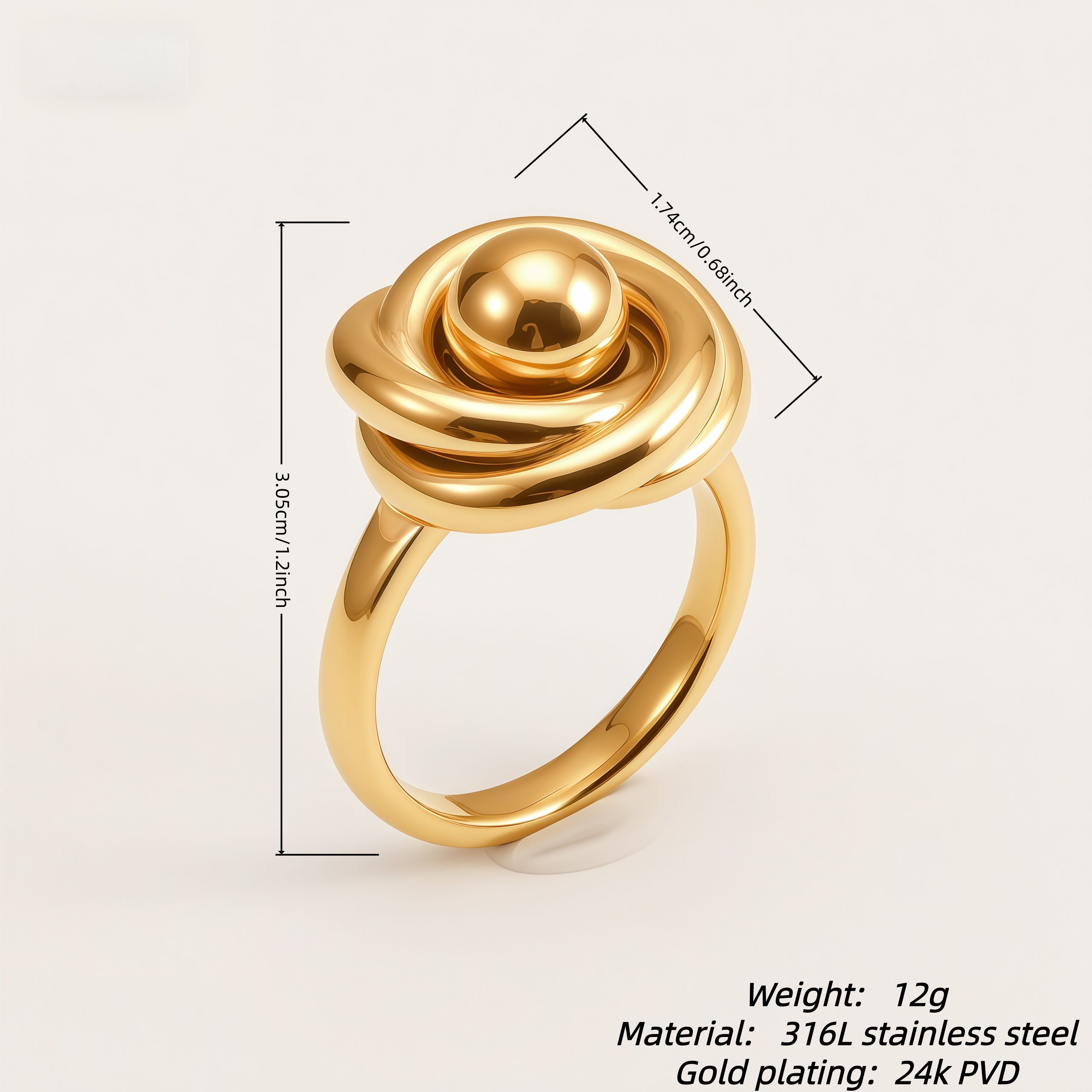 Fashion Rose Knot Stainless Steel Women's Ring | N001050