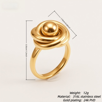 Fashion Rose Knot Stainless Steel Women's Ring | N001050