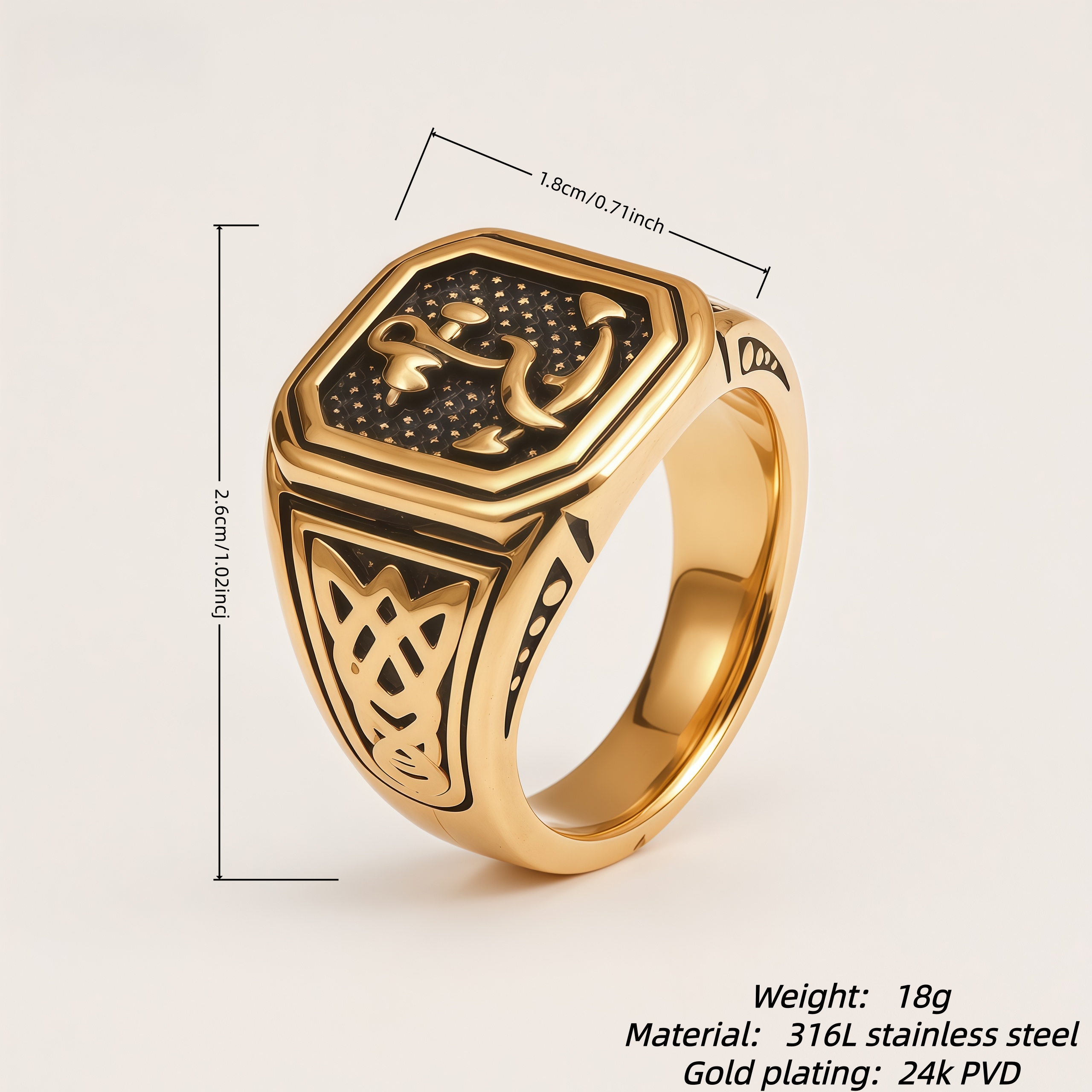 Men's Stainless Steel Anchor Signet Ring with Celtic Knot