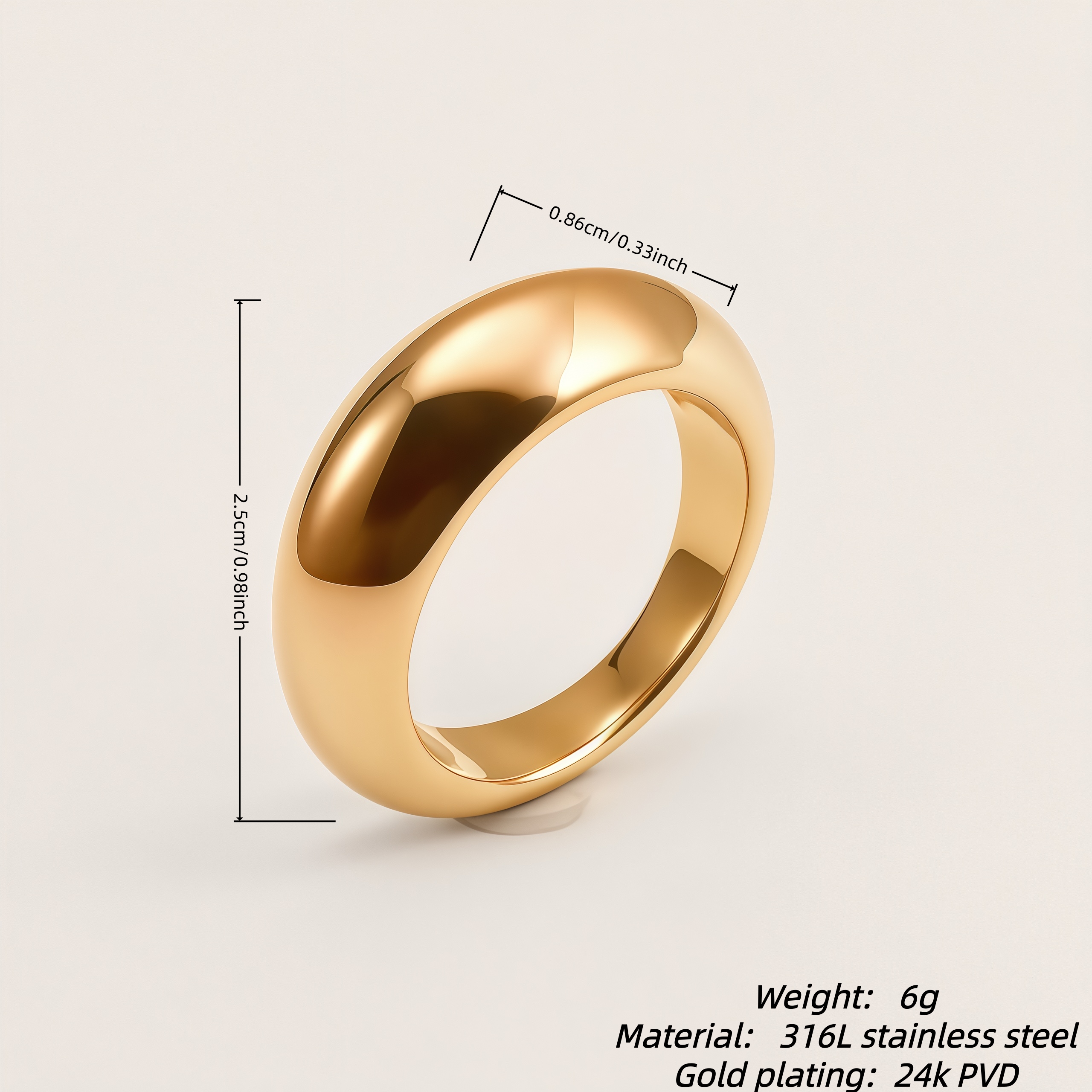 Stainless Steel Chunky Dome Ring for Women | N00102