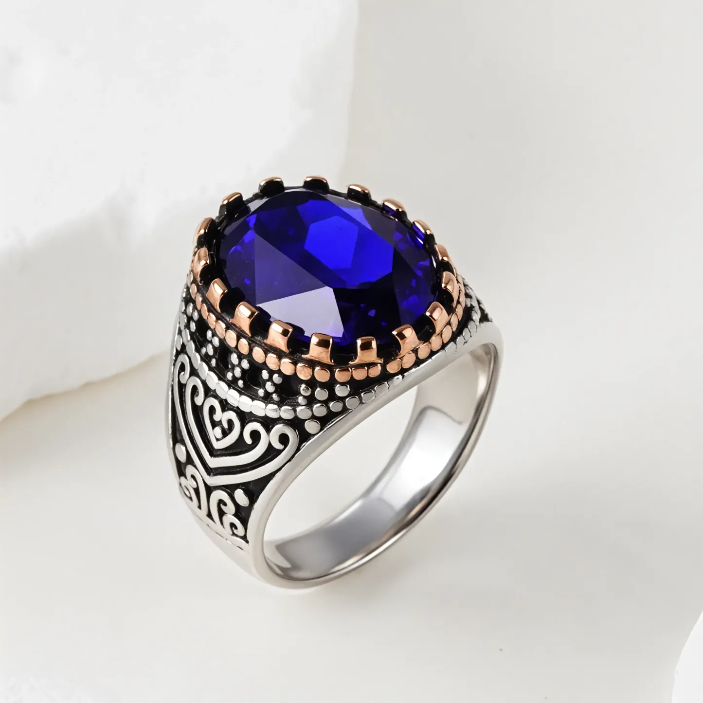 Vintage Inlaid Purple Gemstone Stainless Steel Men's Ring丨BL50-JinBaoJewerly