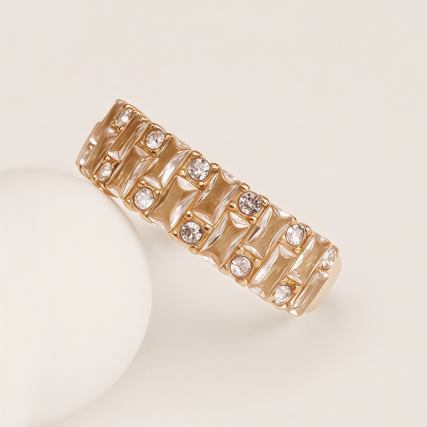 Vintage Champagne Diamond Stainless Steel Luxury Women's Ring | N001995J-JinBaoJewerly