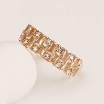 Vintage Champagne Diamond Stainless Steel Luxury Women's Ring | N001995J-JinBaoJewerly