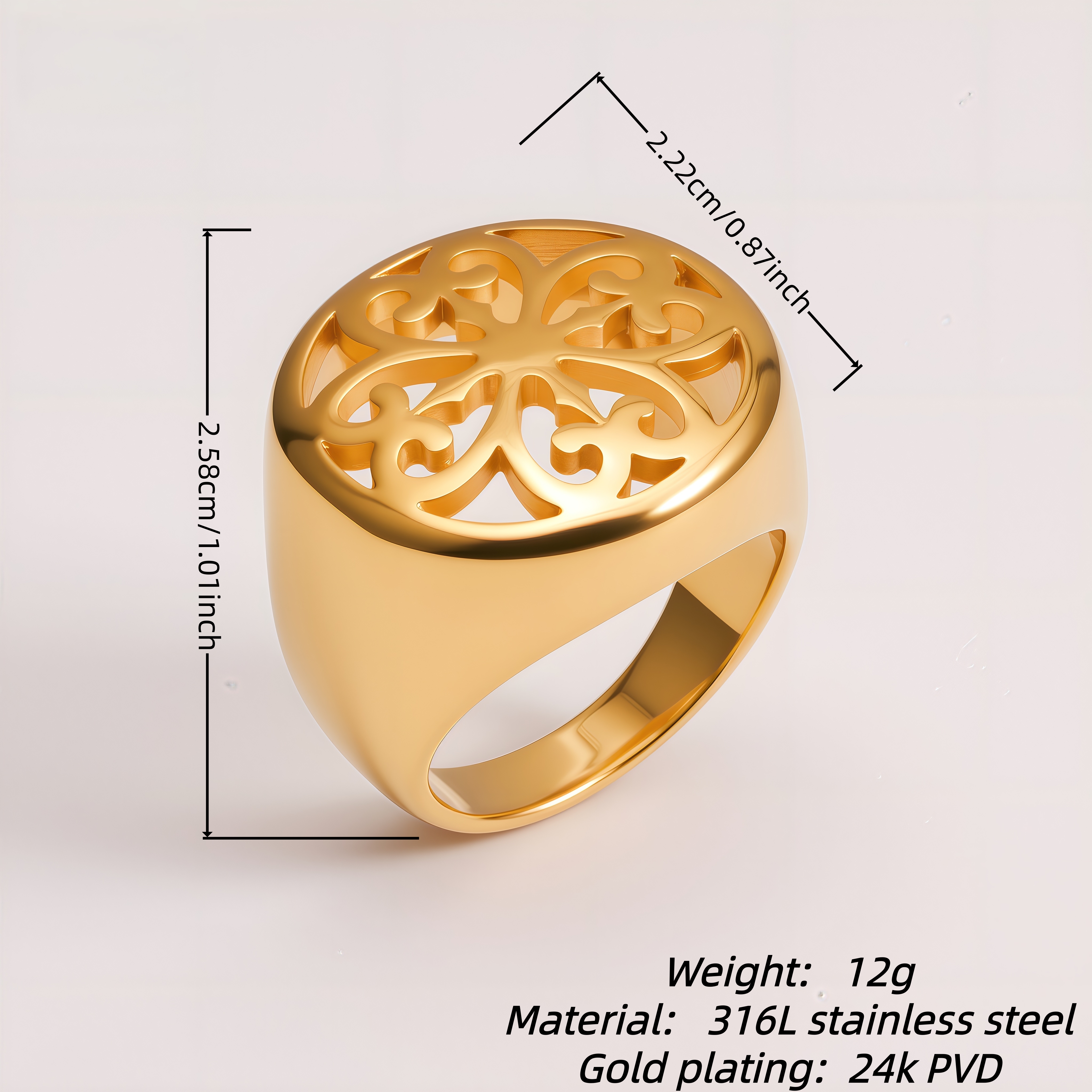 Floral Hollow Golden Ring Vintage Fashion Design for Women | ML078