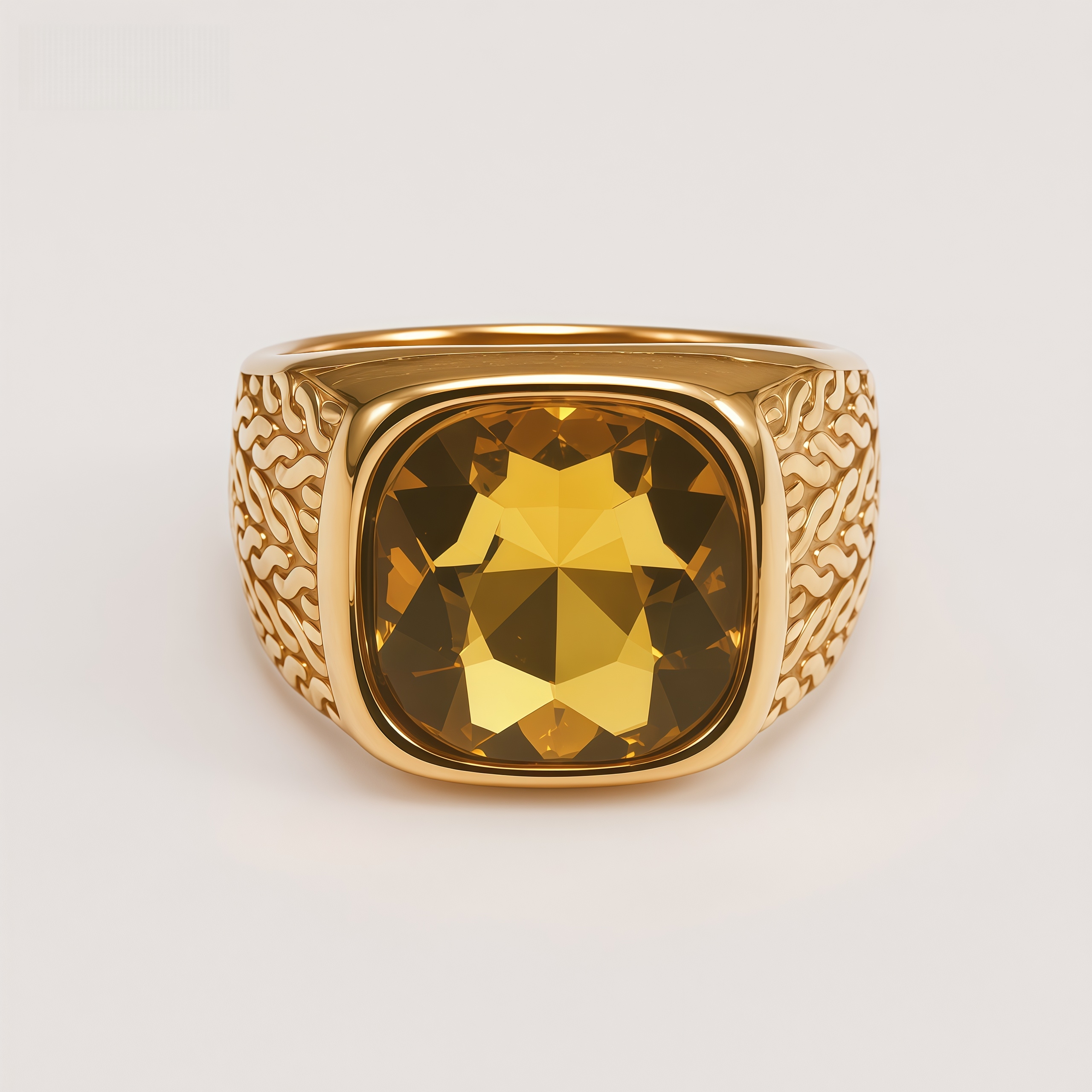 Vintage Gold-Plated with Large Square Gemstone Men's Ring | BL1062