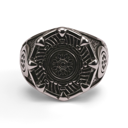 Retro Mechanical Style 3D Embossed Decorative Men's Ring | G002373