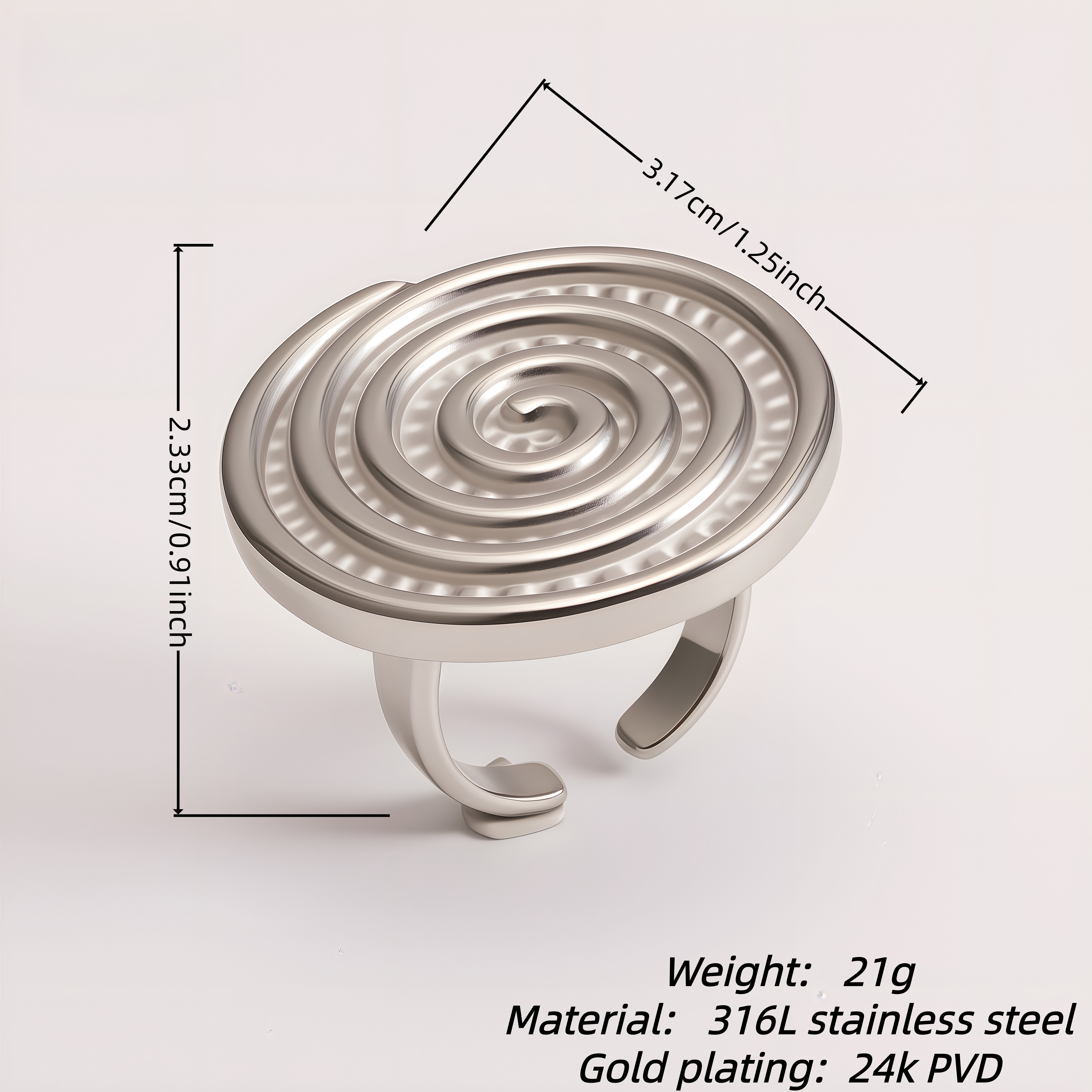 Exquisite Spiral Stainless Steel Ring Minimalist Stylish Design Women Ring | G003783