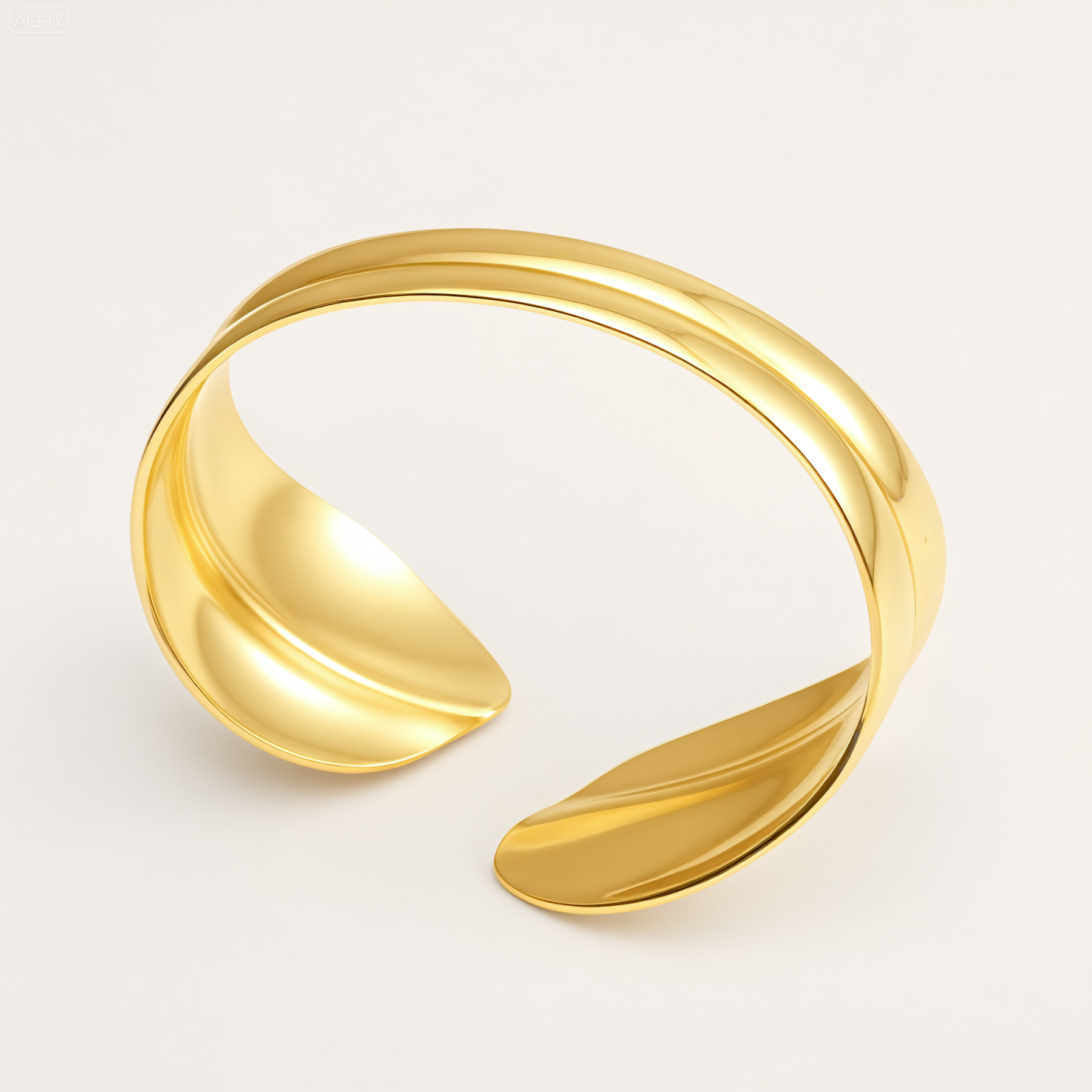 Minimalist 18K Gold Plated 316L Stainless Steel Open Cuff Bracelet, Waterproof | DZE0833-JinBaoJewerly