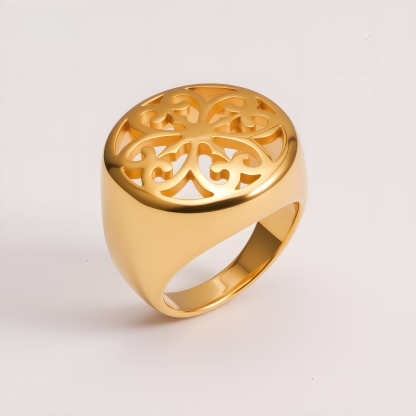 Floral Hollow Golden Ring Vintage Fashion Design for Women | ML078