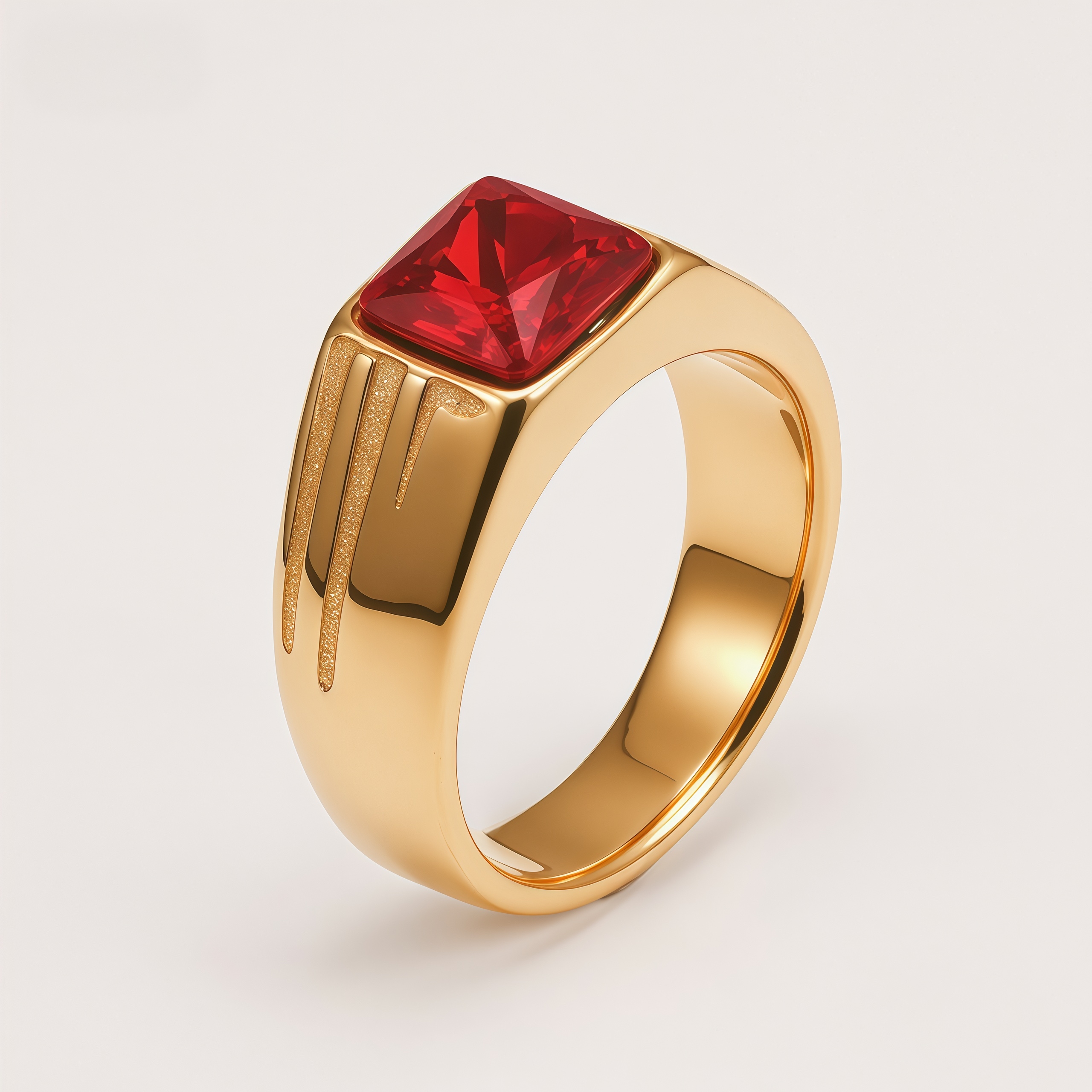 Classic Striped Stainless Steel Gemstone Ring Men's Ring | K00761-JinBaoJewerly