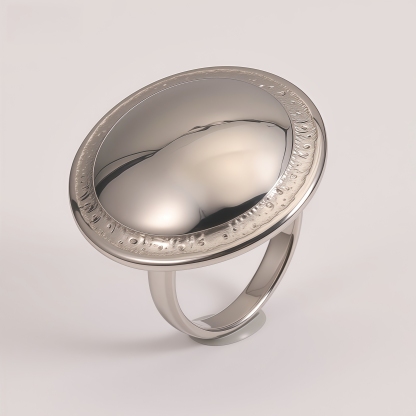 Round Mirror Finish Metal Ring Women's Two-Tone Gold & Silver Stainless Steel Ring | G003595