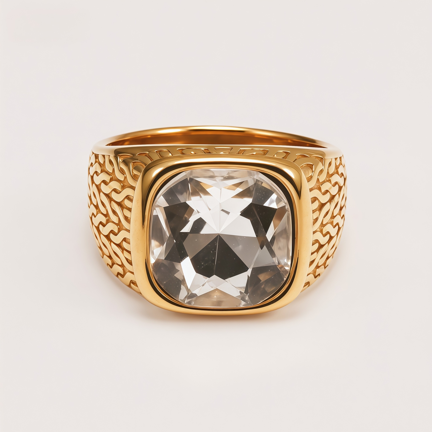 Vintage Gold-Plated with Large Square Gemstone Men's Ring | BL1062