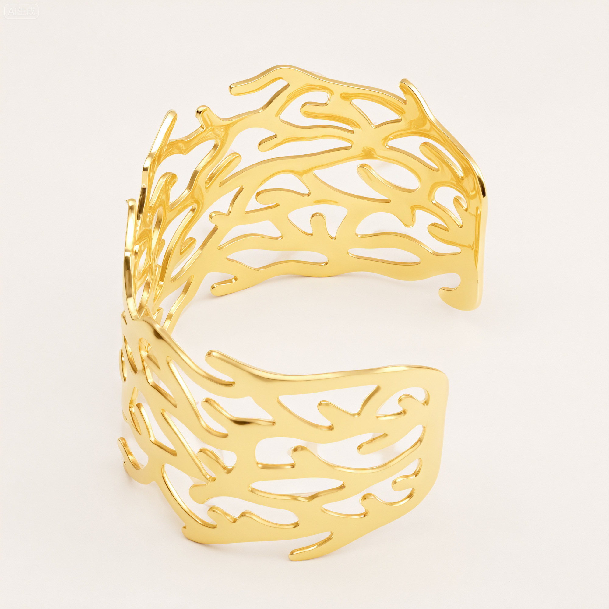 Crafted Hollow Branch Cuff Bracelet 18K Gold 316L Steel Waterproo | DZE0839-JinBaoJewerly